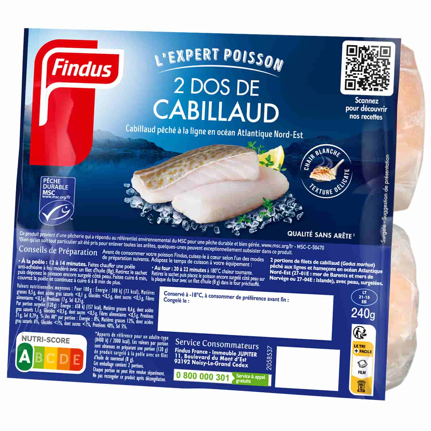 2 dos de cabillaud Findus
