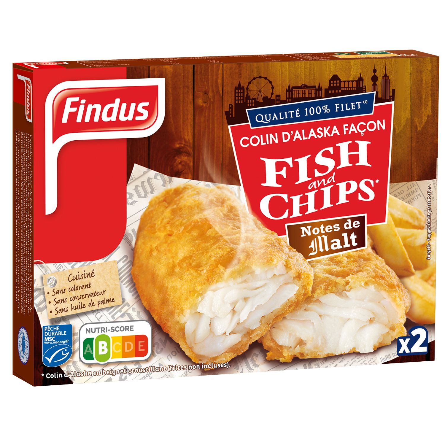 Filets panés de Colin d'Alaska façon fish and chips notes de malt surgelés Findus