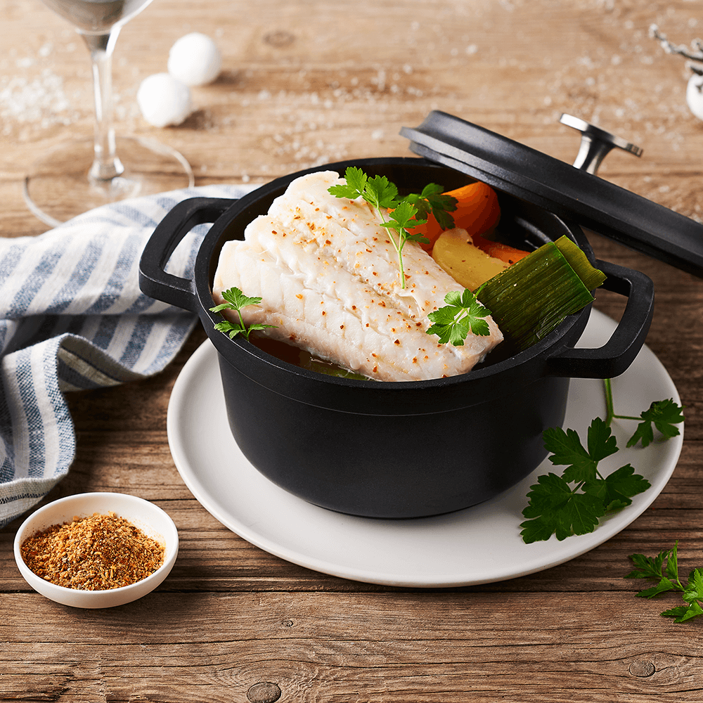 Cabillaud poché comme un pot au feu