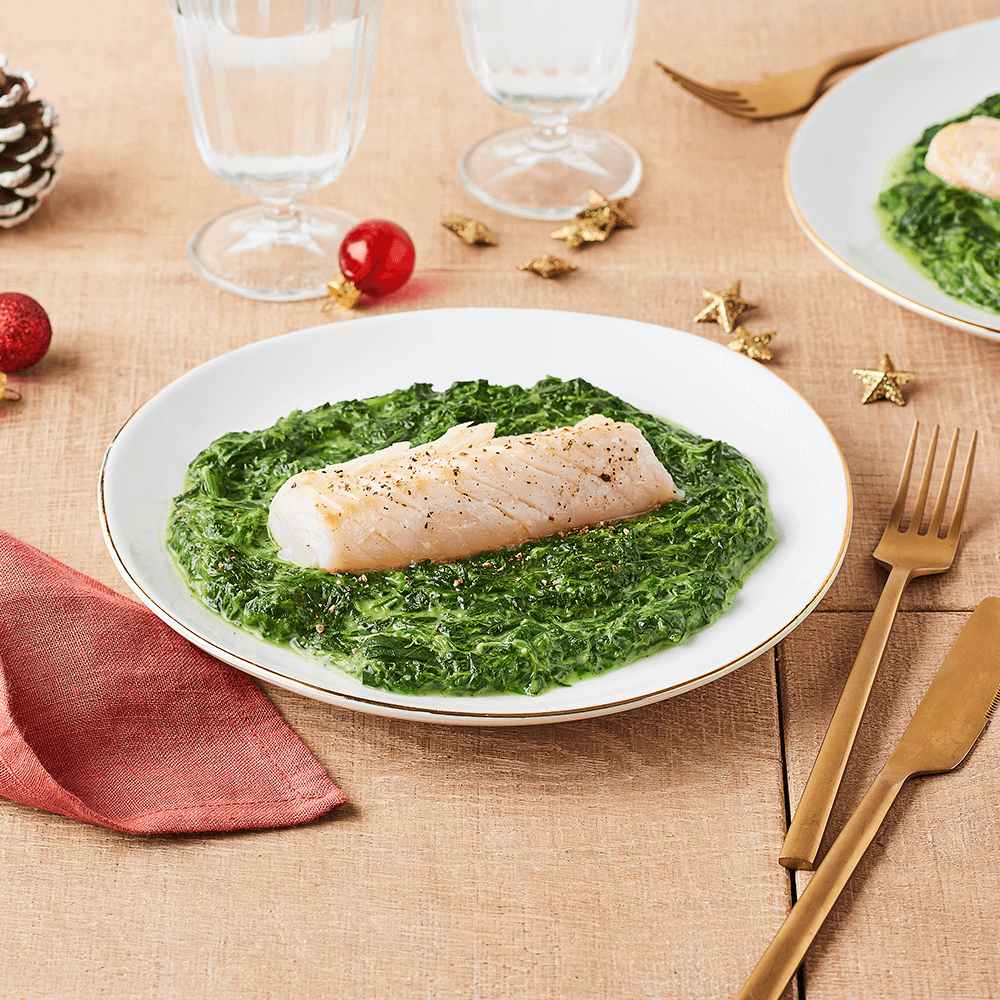 Dos de cabillaud parfumés à la truffe sur lit d’épinards