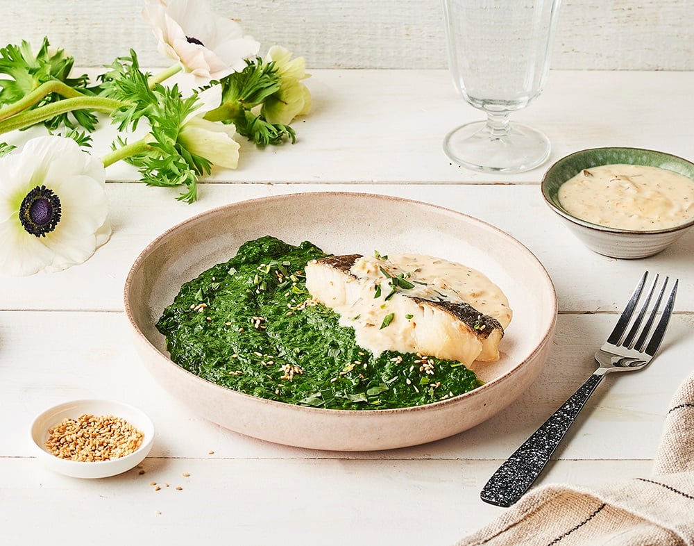 Épinards surgelés hachés à la crème, Cabillaud croustillant