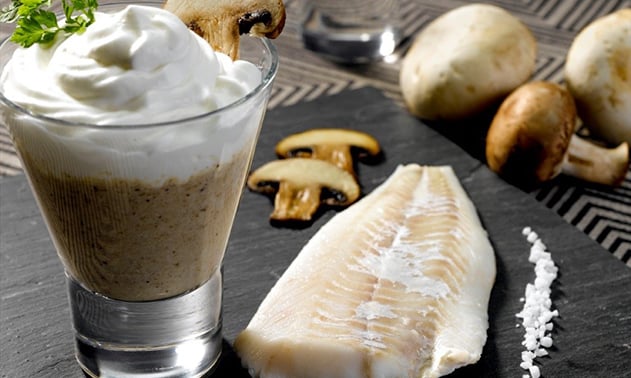 Cabillaud et cappuccino de champignons
