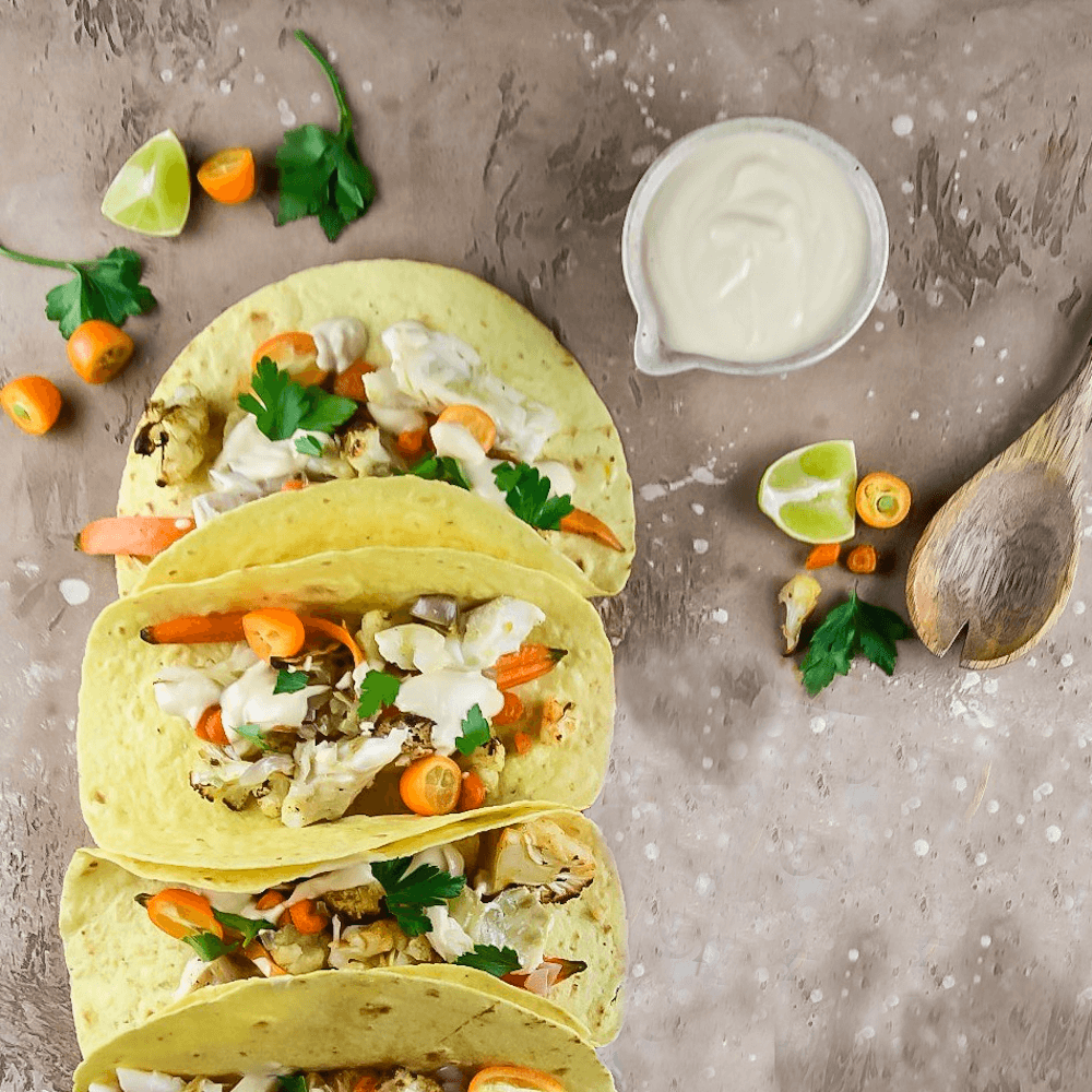 Tacos de cabillaud sauce vanille