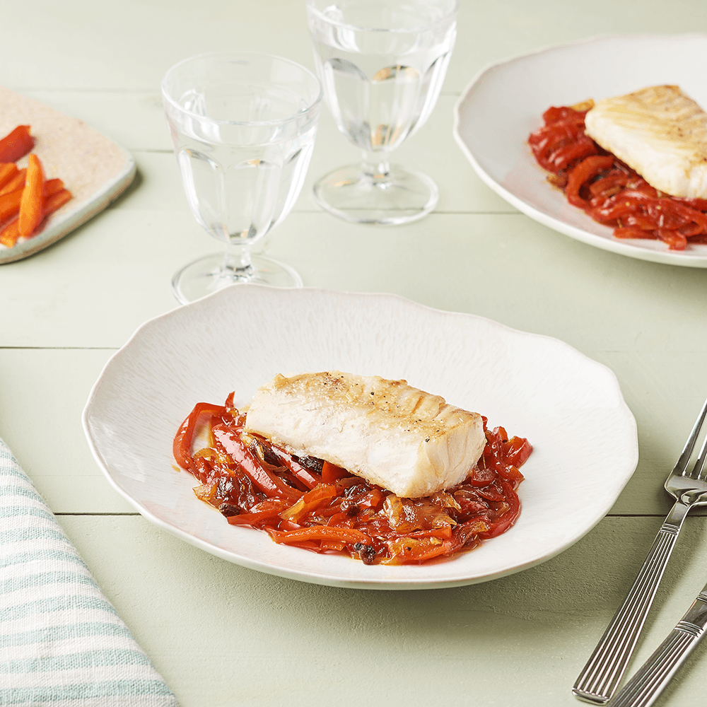 Dos de colin d'Alaska grillés au chutney de poivrons rouges
