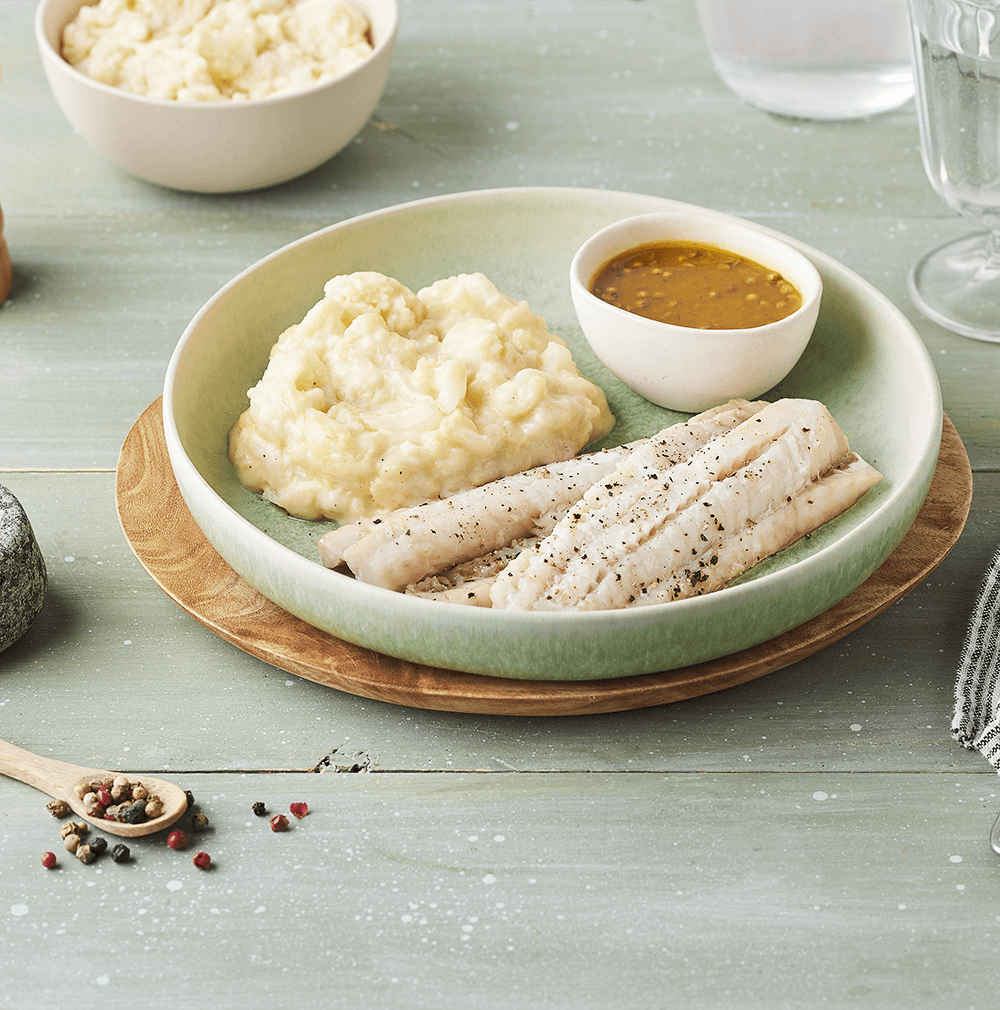 Filets de Colin au four et chou-fleur, sauce tahini