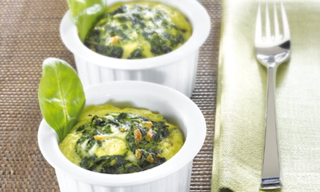 Flan d'épinards au coulis de carottes