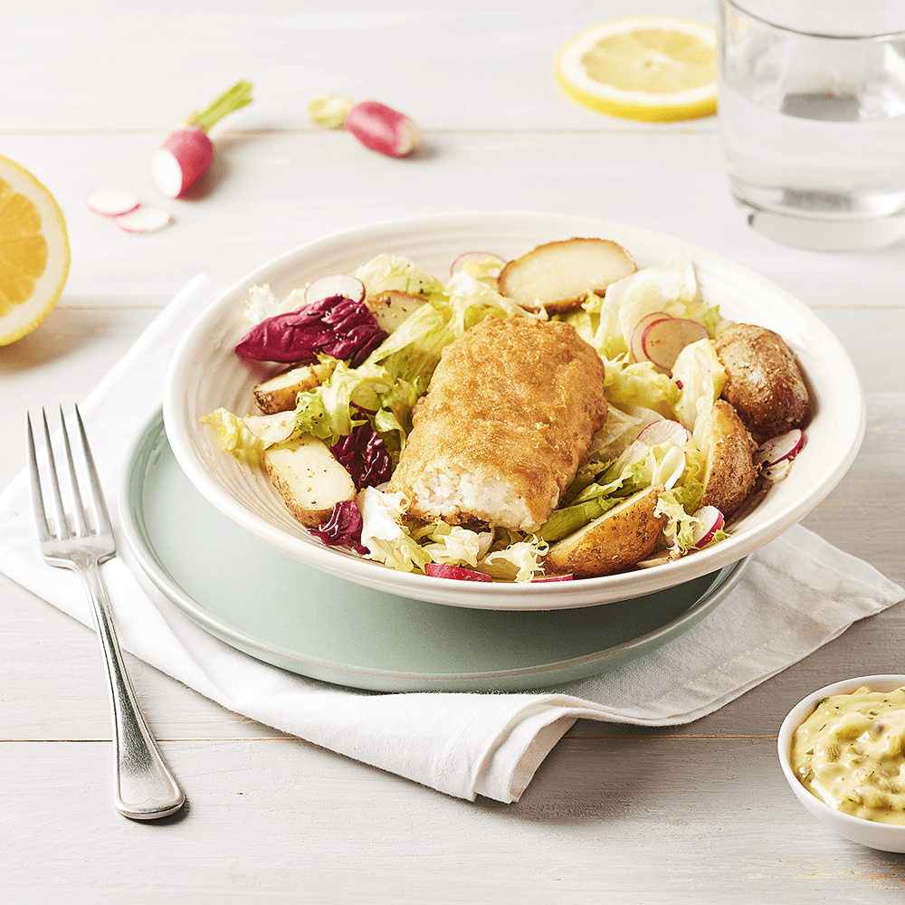 Salade tiède façon Fish and chips