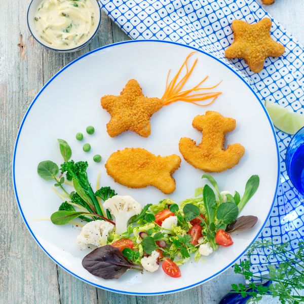 Salade aux Petits Trésors de poisson pané Croustibat