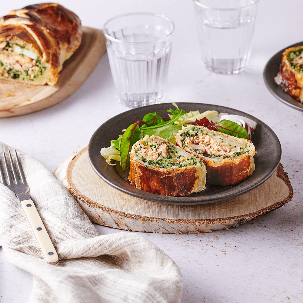 Saumon en croûte feuilletée aux épinards
