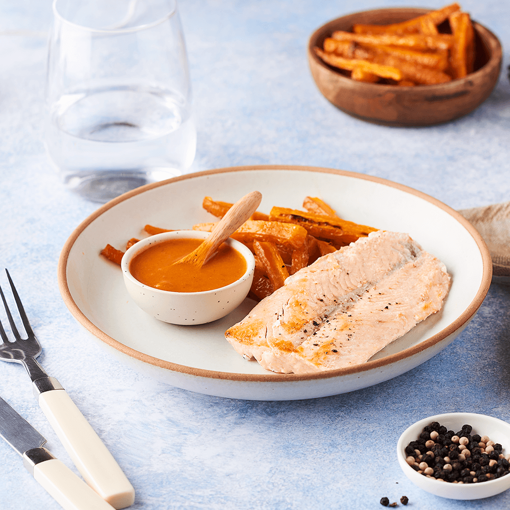 Filets de Saumon sauce diable, carottes aigre douce