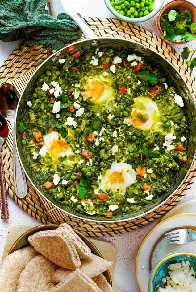 Shakshuka verte aux épinards à la crème BIO